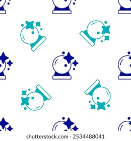 Blue Magic ball icon isolated seamless pattern on white background. Crystal ball.  Vector
