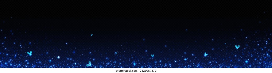 Blue magic firefly bug light glow vector effect. Glowworm dust spell fairy tale shine isolated on black transparent background. Insect spark particle with stardust fantasy illustration below design