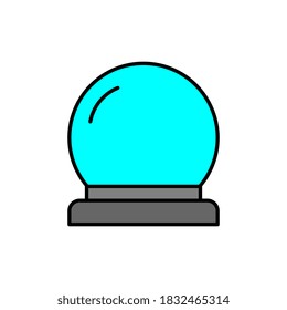Blue Magic fortune telling crystal ball line vector illustration