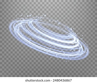 Blauer magischer Glühring. Neon realistische Energie Flare Halo Ring. Abstrakter Lichteffekt auf einem durchsichtigen Hintergrund. Vektorillustration.