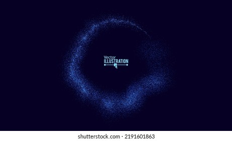 Blue Magic Light Flying in Circle. Holiday Sparkling Light Trails Frame. Blue Glittering Magic Particles Isolated on Transparent Background. Glowing Shiny Spiral Effect.