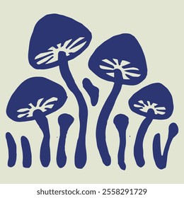 blue magic mushrooms vector illustration