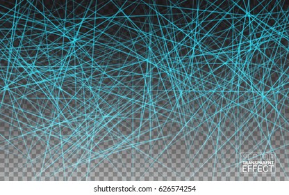 Blue Magic Neon Light Curved Lines Effect Shiny Realistic Design Elements. Vector Illustration on Isolated Transparent Background. Abstract Black Modern with Polygons.