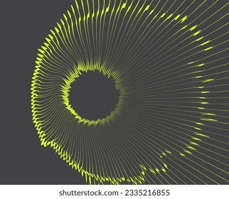 Blue magic portal hole made from many curved strips. Abstract energy vortex teleport. Virtual reality cyberspace. Design for banner, flyer, poster, cover or brochure. 3d vector in technology style.
