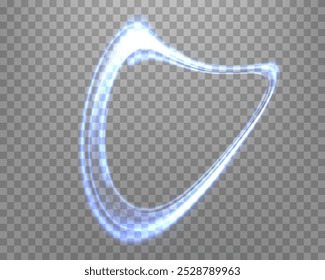 Anillo mágico azul con brillo. Anillo de halo de destello de energía realista de neón. Abstractas efecto de luz sobre un fondo transparente. Ilustración vectorial.