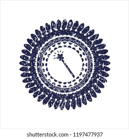Blue magic stick icon inside rubber stamp