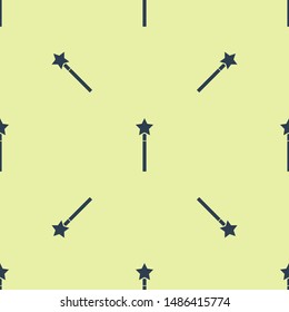 Blue Magic wand icon isolated seamless pattern on white background. Star shape magic accessory. Magical power.  Vector Illustration