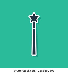 Blue Magic wand icon isolated on green background. Star shape magic accessory. Magical power.  Vector