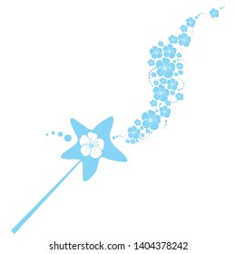 Blue Magic wand isolated on White background. Vector illustration
