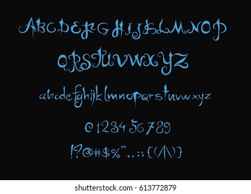 Blue Magical Font  - Vector art