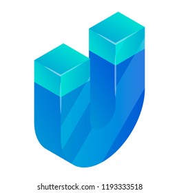 Blue magnet icon. Isometric of blue magnet vector icon for web design isolated on white background