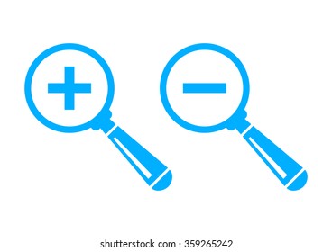 Blue magnifier icons on white background   