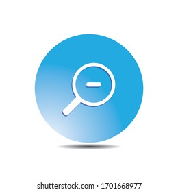 Blue magnifier minus icon for seo with gradient