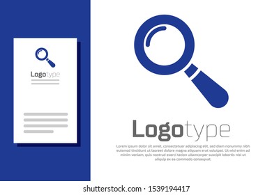 Blue Magnifying glass icon isolated on white background. Search, focus, zoom, business symbol. Logo design template element. Vector Illustration
