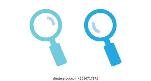 Blue Magnifying glass icon, magnifier, loupe sign. search magnifying glass icon vector.