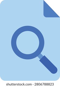 Blue magnifying glass over document corner magnifyingglass blueicon search cornercut