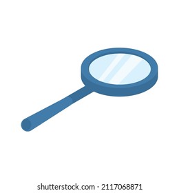 blue magnifying glass over white