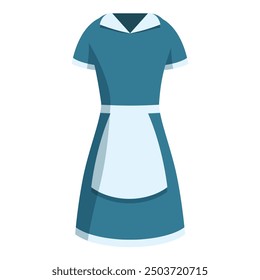 Blue maid uniform dress with white apron, a common garment for cleaning professionals