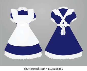 Blue maid uniform. vector illustration