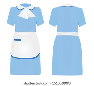 Blue maid uniform. vector illustration