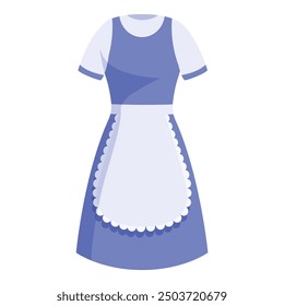 Blue maid uniform with white apron representing a cleaning service company