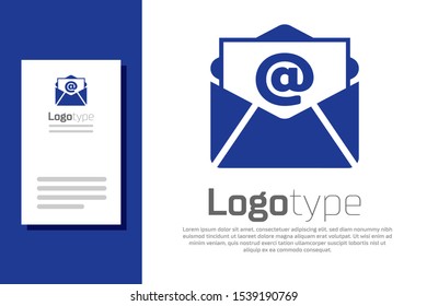 Blue Mail and e-mail icon isolated on white background. Envelope symbol e-mail. Email message sign. Logo design template element. Vector Illustration