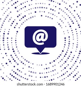 Blue Mail and e-mail icon isolated on white background. Envelope symbol e-mail. Email message sign. Abstract circle random dots. Vector Illustration
