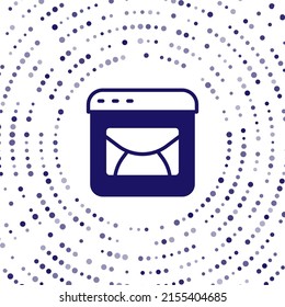 Blue Mail and e-mail icon isolated on white background. Envelope symbol e-mail. Email message sign. Abstract circle random dots. Vector