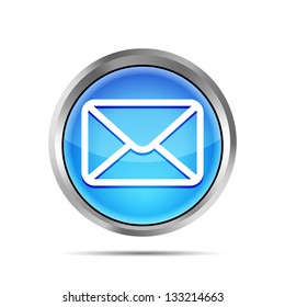 blue mail icon isolated on white