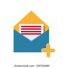 Blue Mail Icon With Letter And Plus Ornament