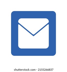 Blue mail icon on white.