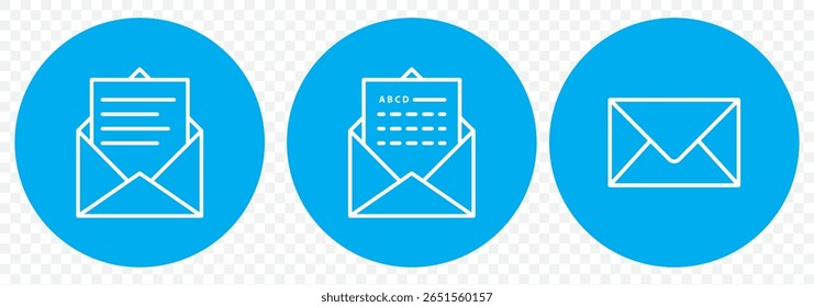 ícone de Blue Mail definido. ícone de e-mail vetor. Ícone de email. Ilustração do envelope sobre fundo transparente. EPS 10.