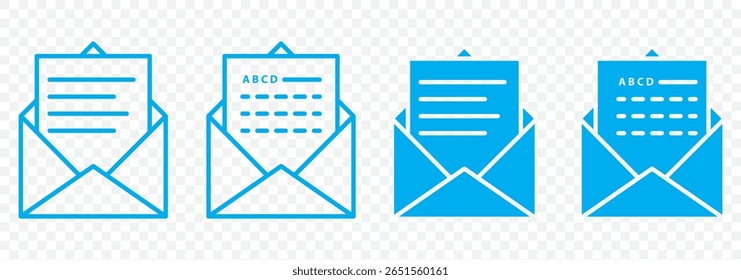 ícone de Blue Mail definido. ícone de e-mail vetor. Ícone de email. Ilustração do envelope sobre fundo transparente. EPS 10.