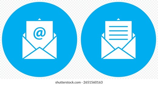 ícone de Blue Mail definido. ícone de e-mail vetor. Ícone de email. Ilustração do envelope sobre fundo transparente. EPS 10.