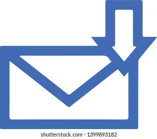 Blue mail receiving icon in trendy flat style isolated on white background