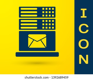Blue Mail server icon isolated on yellow background. Vector Illustration