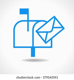 Blue Mailbox Icon On A White Background. The File Is Saved In The Version 10 EPS.