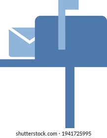 Buzón azul, ilustración, vector en un fondo blanco