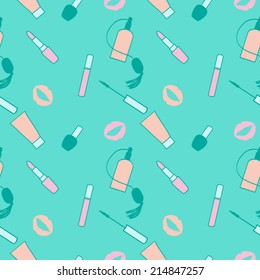 Blue makeup seamless vector pattern