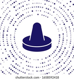 Blue Mallet and puck for playing air hockey game icon isolated on white background. Abstract circle random dots. Vector Illustration