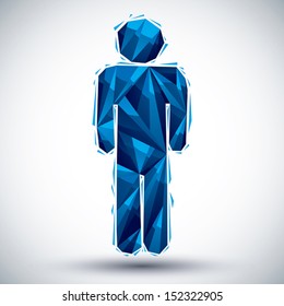 Icono geométrico del hombre azul hecho en estilo moderno 3d, mejor para ser utilizado como símbolo o elemento de diseño para diseños de web o impresión.