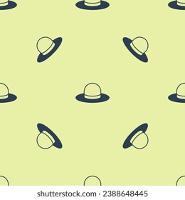 Sombrero azul con icono de cinta aislado sin fisuras sobre fondo amarillo.  Vector