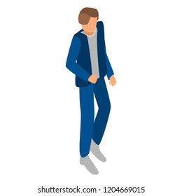 Blue man at shop icon. Isometric of blue man at shop vector icon for web design isolated on white background