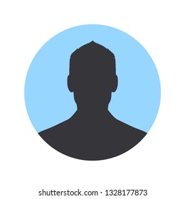 Blue Man User icon in flat style with long shadow. Account Button. - Vector