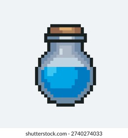 Blue Mana Potion Pixel Art Bottle for Fantasy RPG Interface