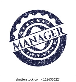 Blue Manager distressed grunge stamp
