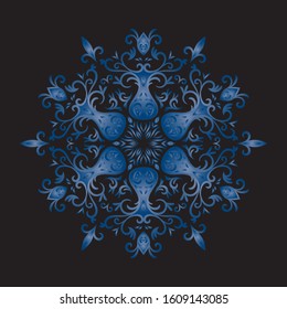 Blue Mandala art for template. Flower Mandala. Vintage decorative elements. Oriental logo.