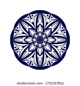 Blue mandala art with white background