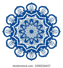 Mandala azul para tarjetas Mandala intrincado de flores abstractas