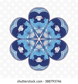 Blue mandala. Decorative items to decorate your work. Vector design elements. Vector graphic elements for design. Geometric fashion pattern. Vector mandala. The circular pattern.